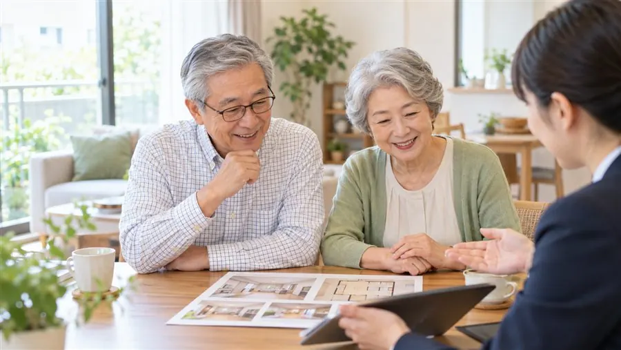 賃貸物件について相談する高齢者夫婦